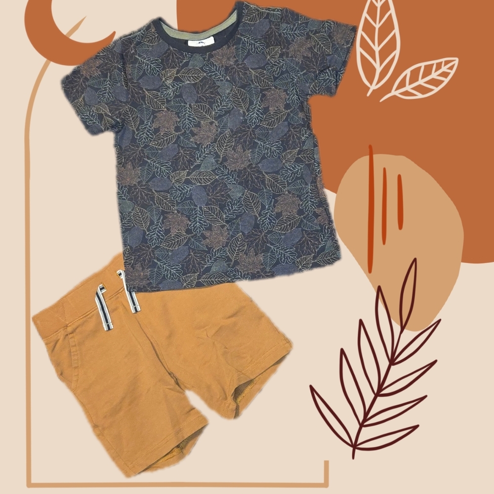 Tommy Bahama Leaf Patterned T-Shirt and Shorts Set